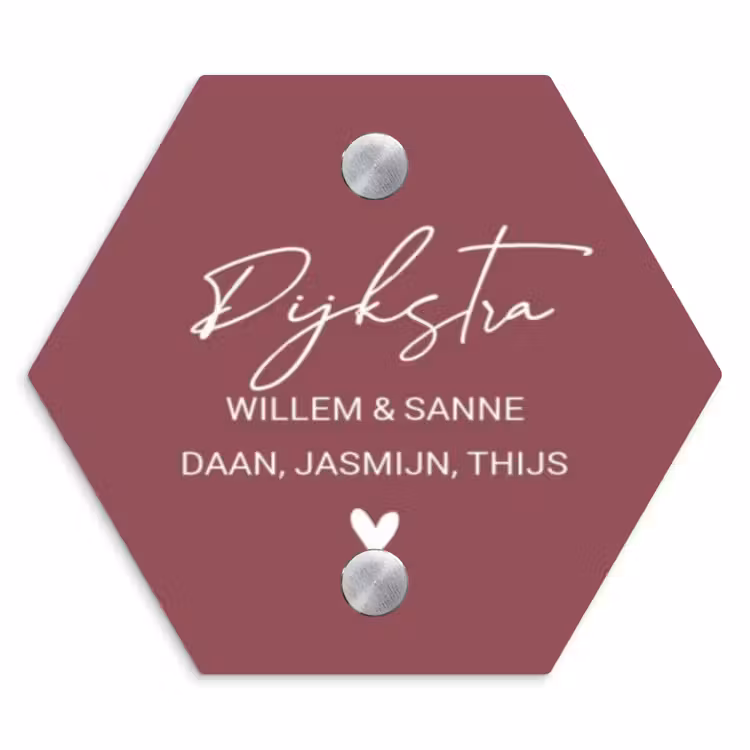 Naambordje voordeur - Hexagon - Donker oudroze - Sierlijk — 1