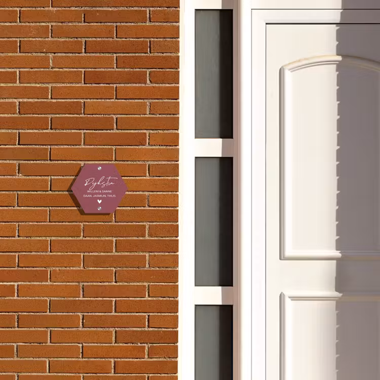 Naambordje voordeur - Hexagon - Donker oudroze - Sierlijk — 2