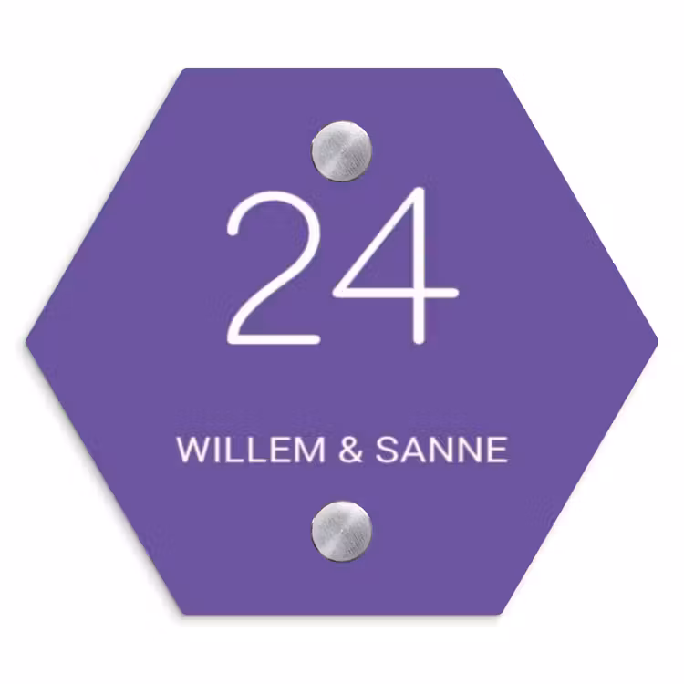 Naambordje voordeur - Hexagon - Donkerpaars - Klassiek — 1