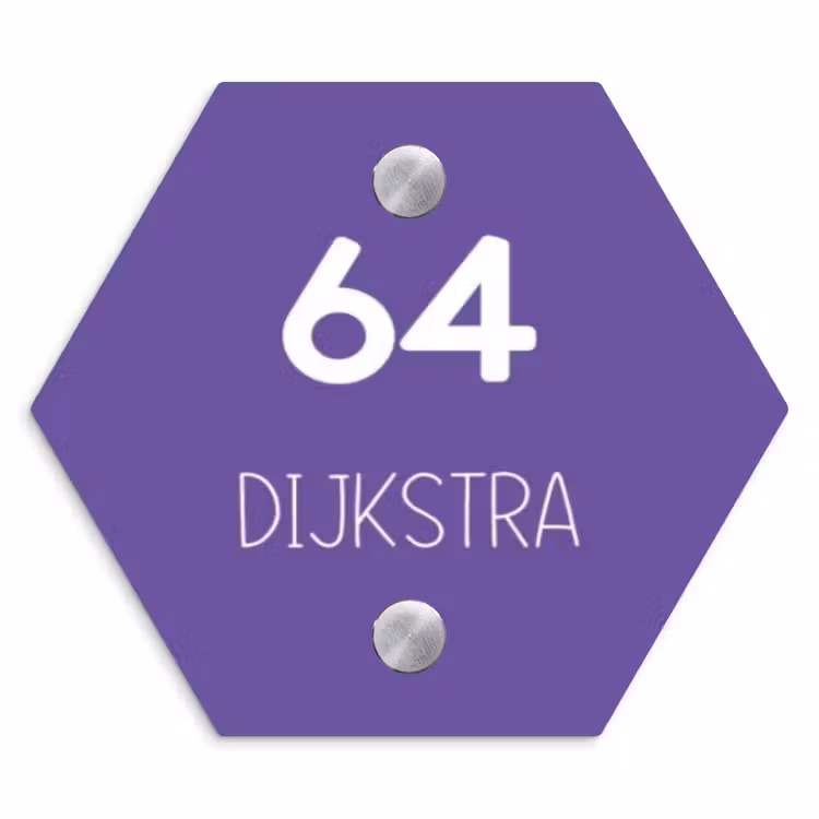 Naambordje voordeur - Hexagon - Donkerpaars - Modern — 1