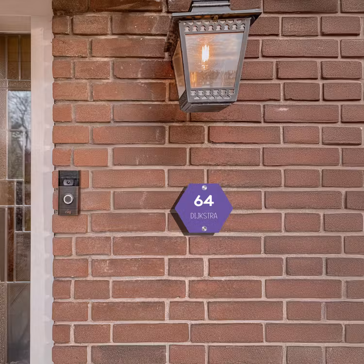Naambordje voordeur - Hexagon - Donkerpaars - Modern — 3