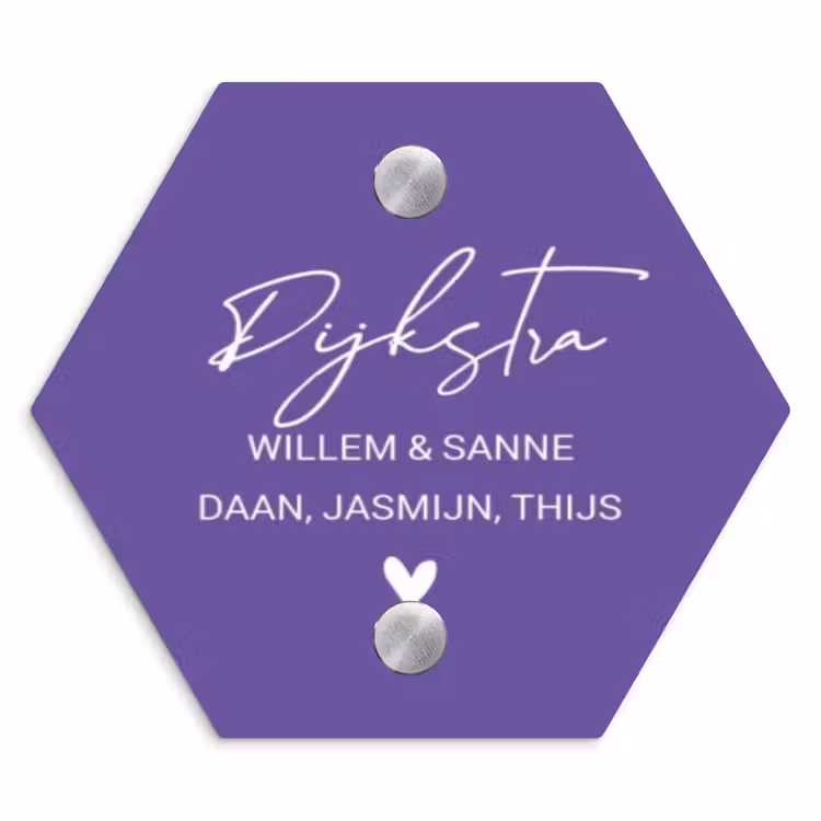 Naambordje voordeur - Hexagon - Donkerpaars - Sierlijk — 1