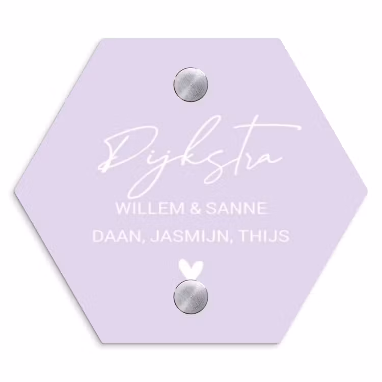 Naambordje voordeur - Hexagon - Lila - Sierlijk — 1