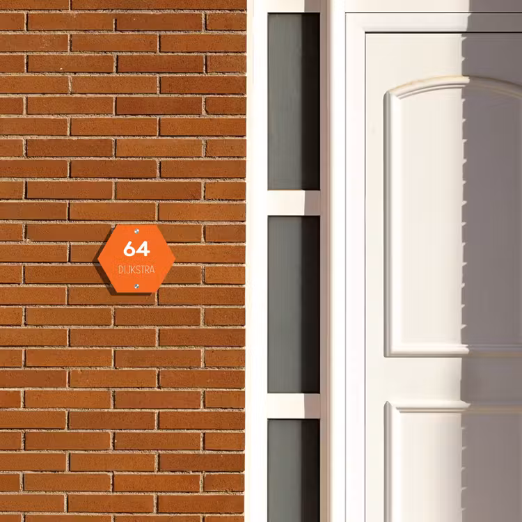 Naambordje voordeur - Hexagon - Oranje - Modern — 2