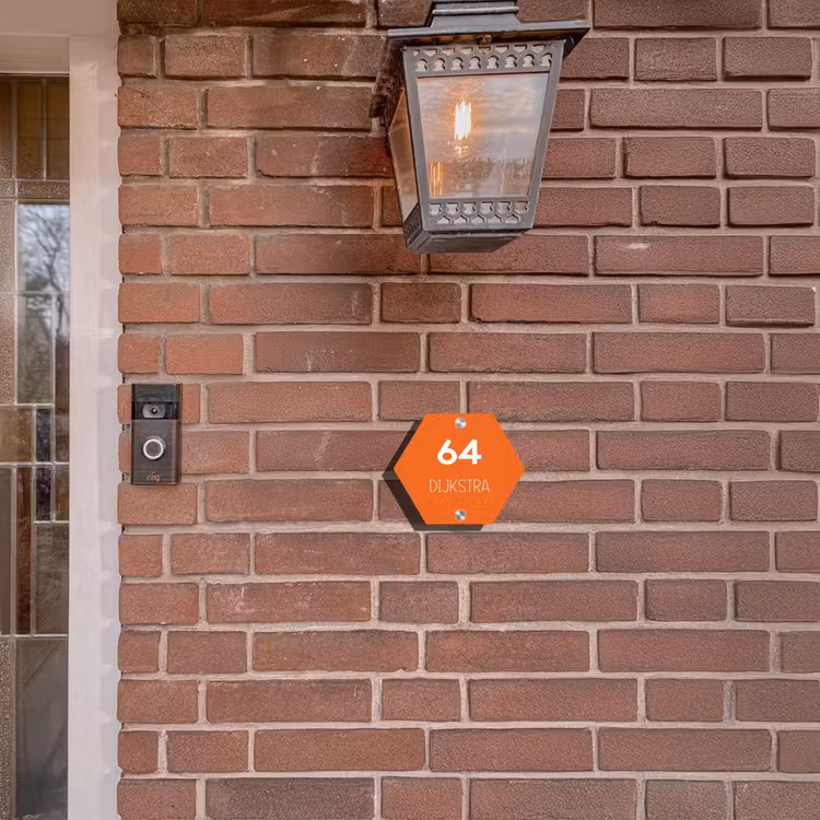 Naambordje voordeur - Hexagon - Oranje - Modern — 3