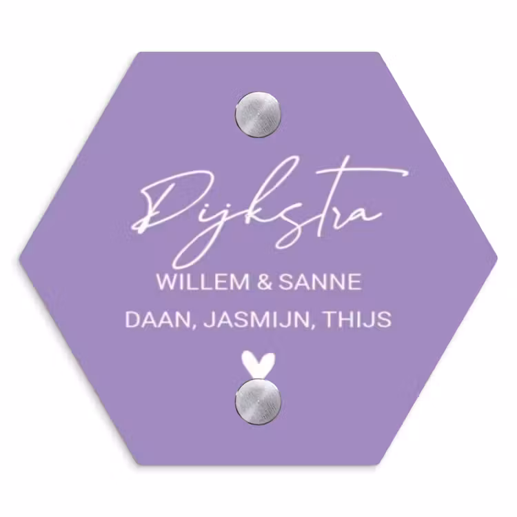 Naambordje voordeur - Hexagon - Paars - Sierlijk — 1