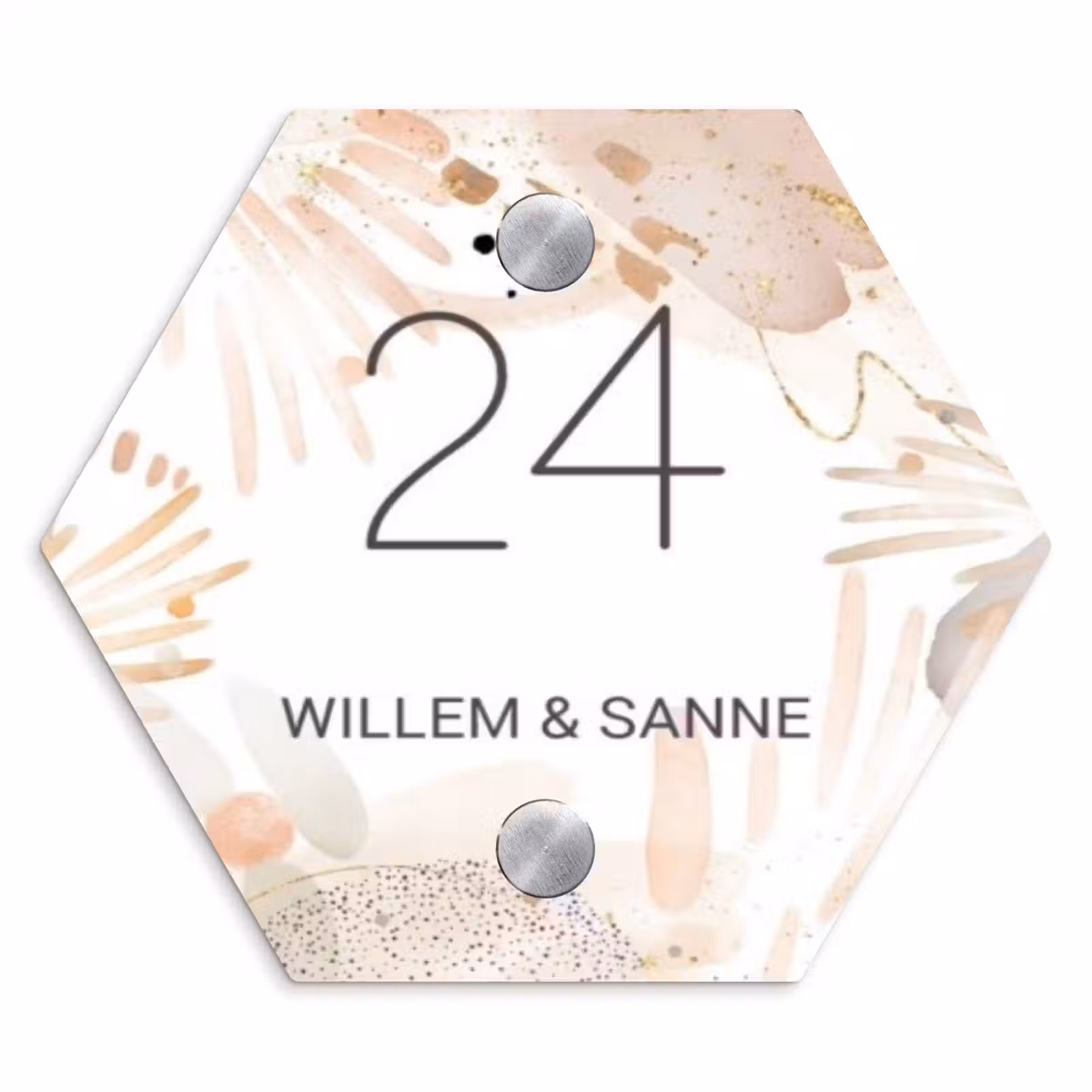 Naambordje voordeur - Hexagon - Abstract beige - Klassiek — 1