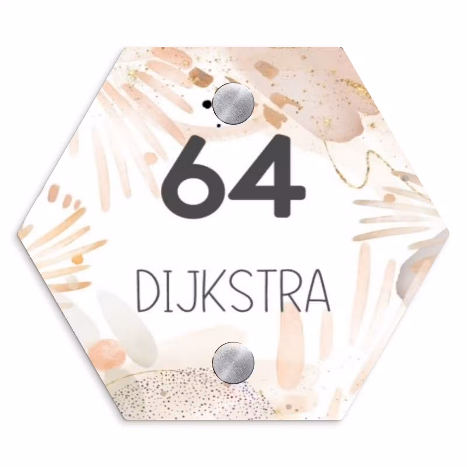 Naambordje voordeur - Hexagon - Abstract beige - Modern — 1