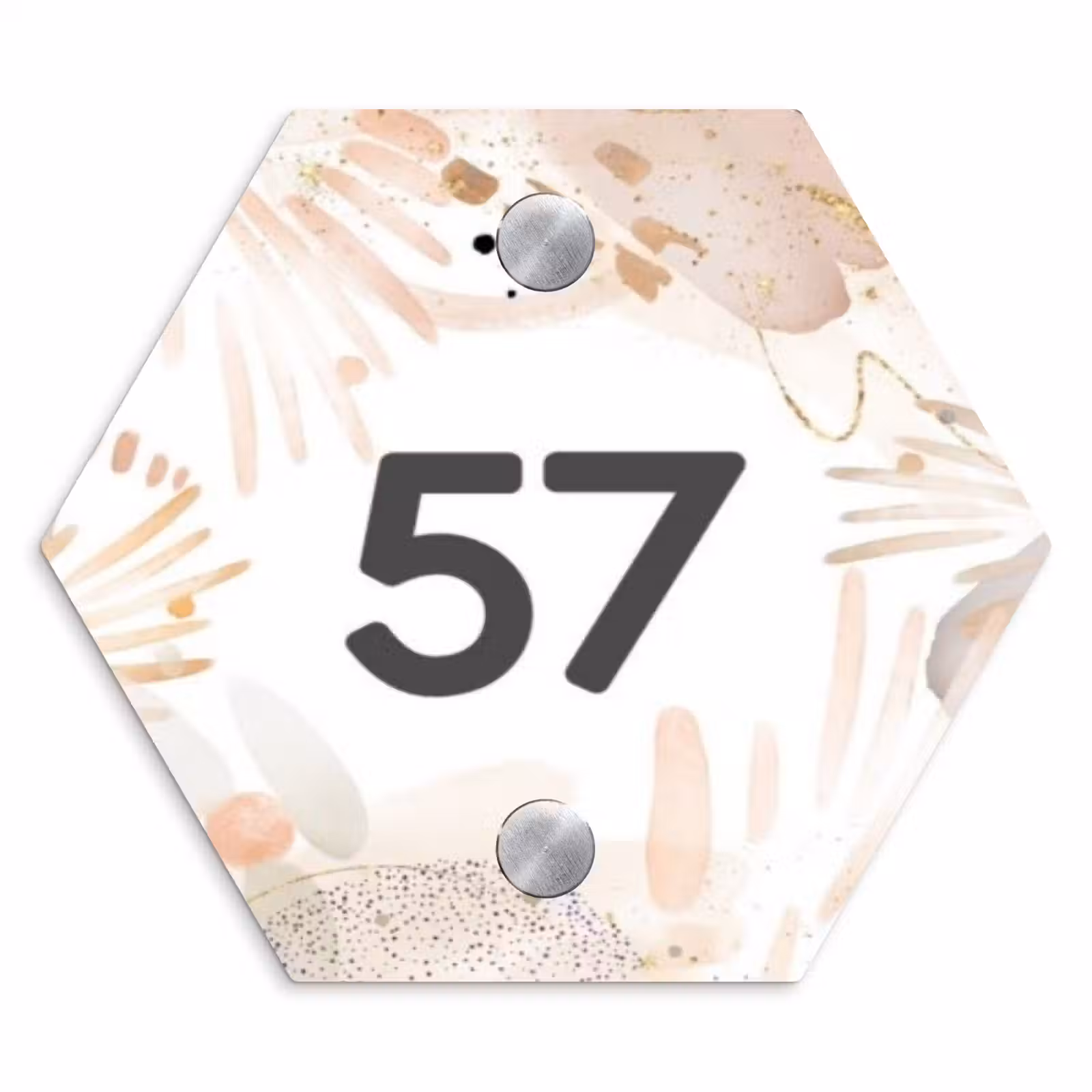 Naambordje voordeur - Hexagon - Abstract beige - Traditioneel — 1