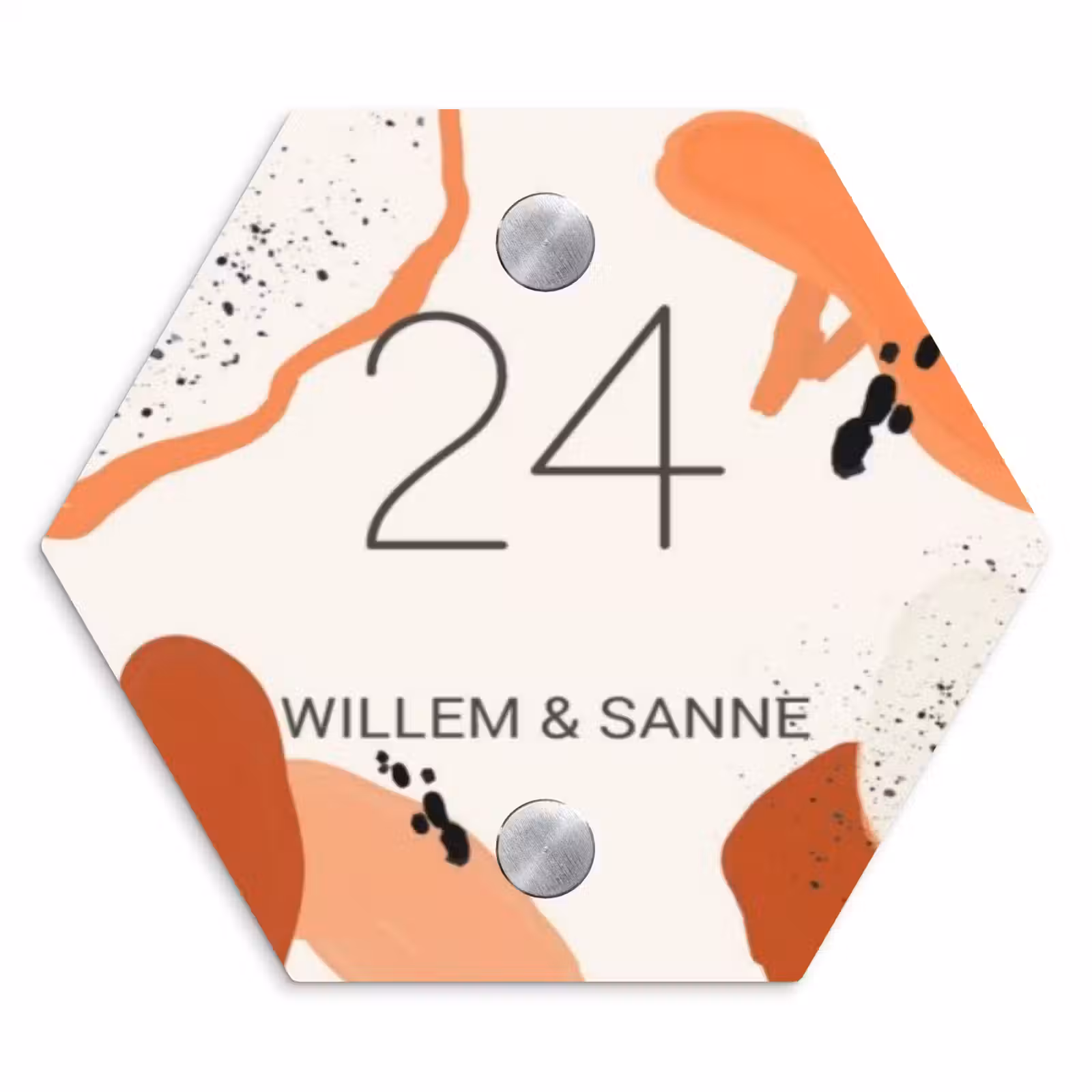 Naambordje voordeur - Hexagon - Abstract oranje - Klassiek — 1