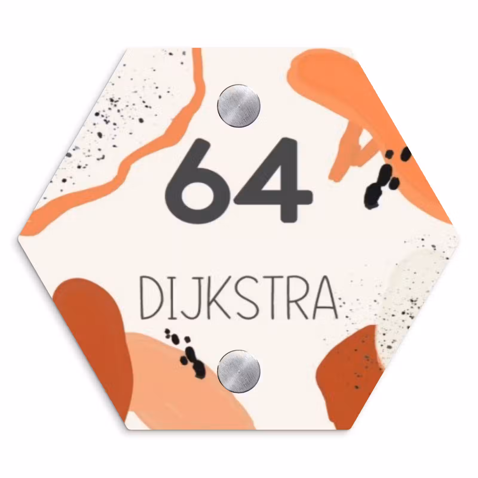 Naambordje voordeur - Hexagon - Abstract oranje - Modern — 1