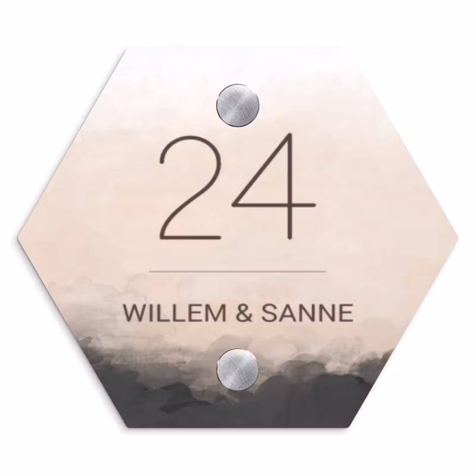 Naambordje voordeur - Hexagon - Aquarel - Beige - Klassiek — 1