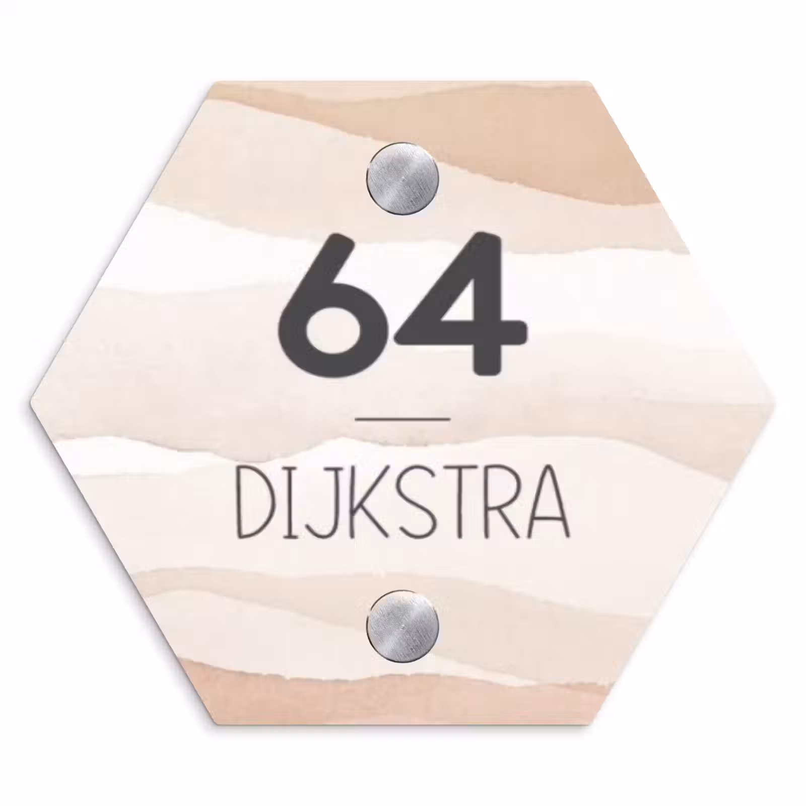 Naambordje voordeur - Hexagon - Beige lagen - Modern — 1