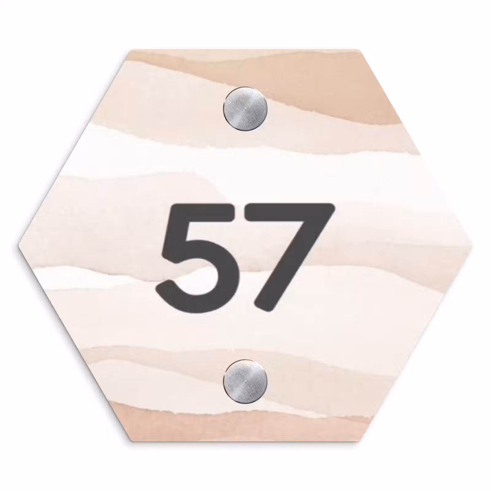 Naambordje voordeur - Hexagon - Beige lagen - Traditioneel — 1