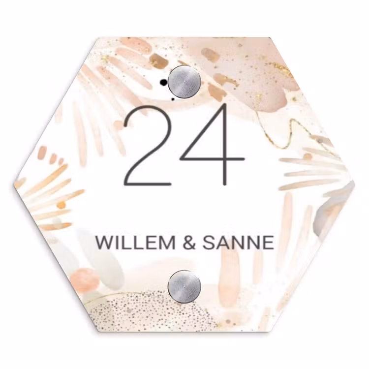 Naambordje voordeur - Hexagon - Abstract beige - Klassiek — 1