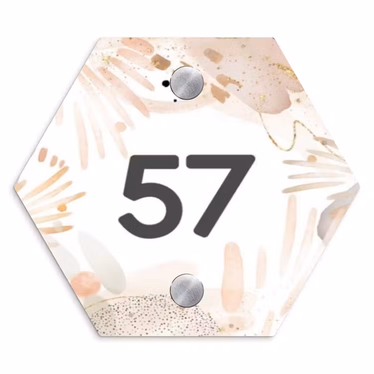 Naambordje voordeur - Hexagon - Abstract beige - Traditioneel — 1