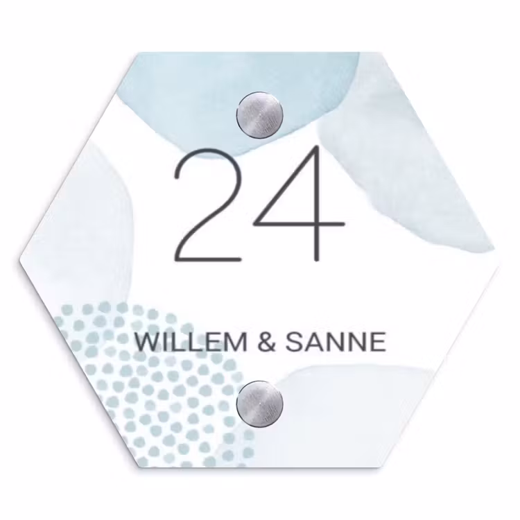 Naambordje voordeur - Hexagon - Abstract blauw - Klassiek — 1
