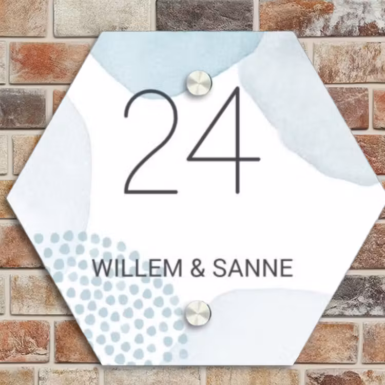 Naambordje voordeur - Hexagon - Abstract blauw - Klassiek — 4