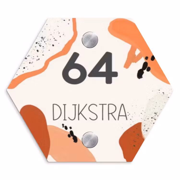 Naambordje voordeur - Hexagon - Abstract oranje - Modern — 1