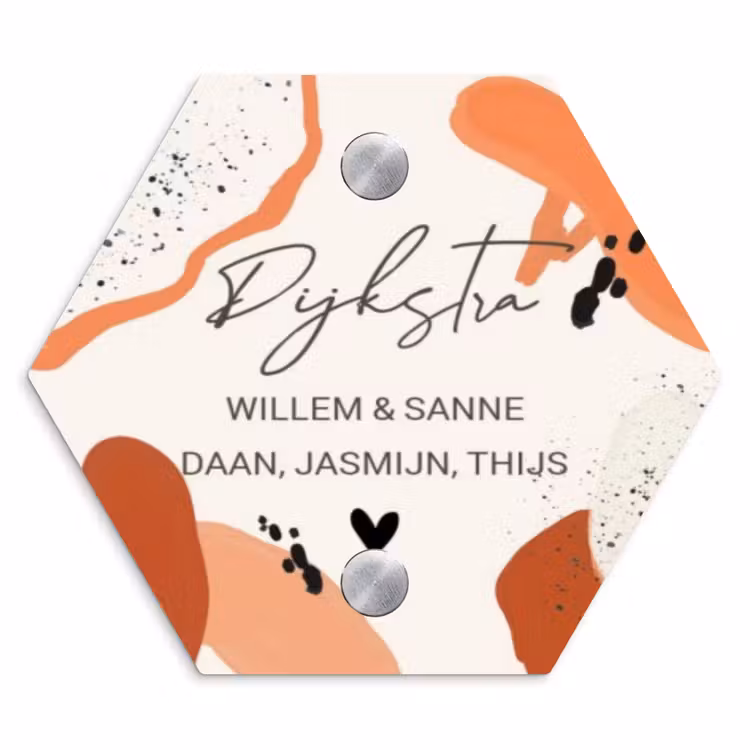 Naambordje voordeur - Hexagon - Abstract oranje - Sierlijk — 1