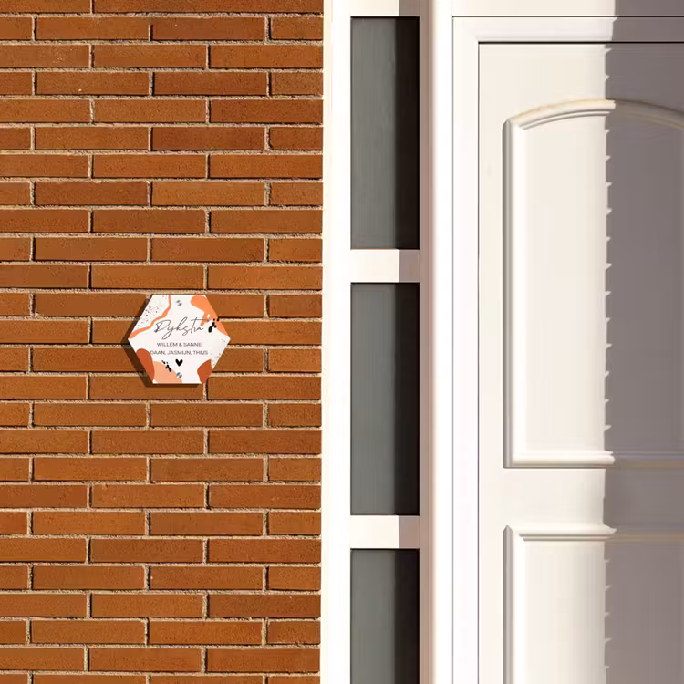 Naambordje voordeur - Hexagon - Abstract oranje - Sierlijk — 2