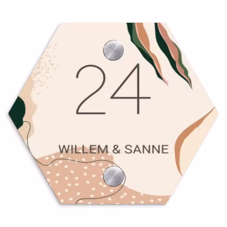 Naambordje voordeur - Hexagon - Abstract - Stippen - Klassiek — 1