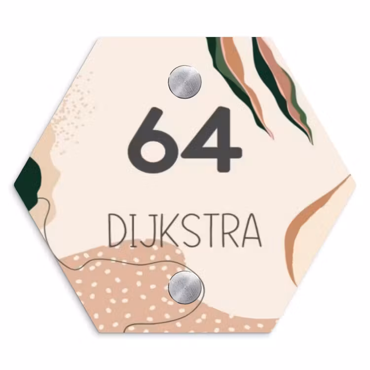 Naambordje voordeur - Hexagon - Abstract - Stippen - Modern — 1