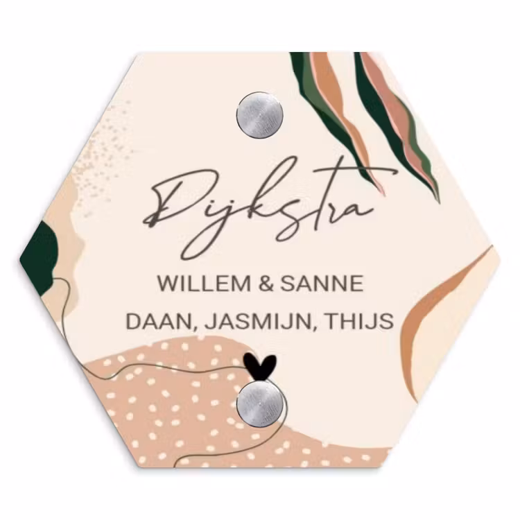 Naambordje voordeur - Hexagon - Abstract - Stippen - Sierlijk — 1