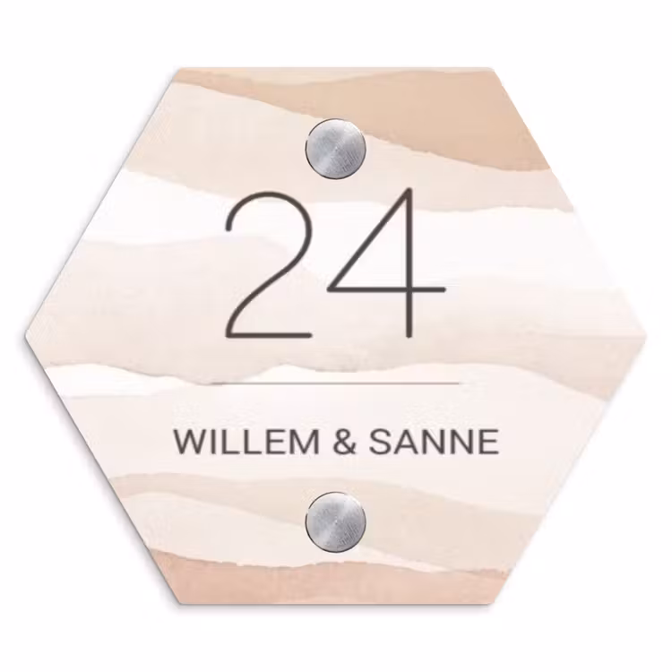 Naambordje voordeur - Hexagon - Beige lagen - Klassiek — 1