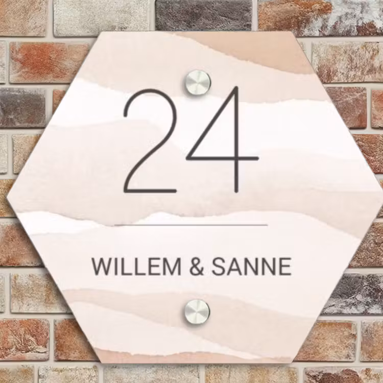 Naambordje voordeur - Hexagon - Beige lagen - Klassiek — 4