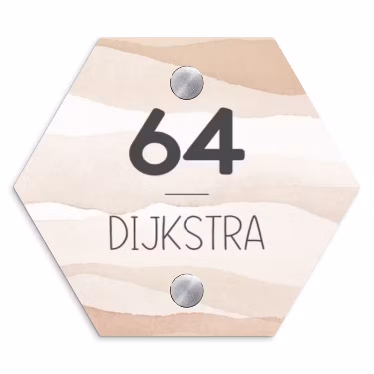 Naambordje voordeur - Hexagon - Beige lagen - Modern — 1