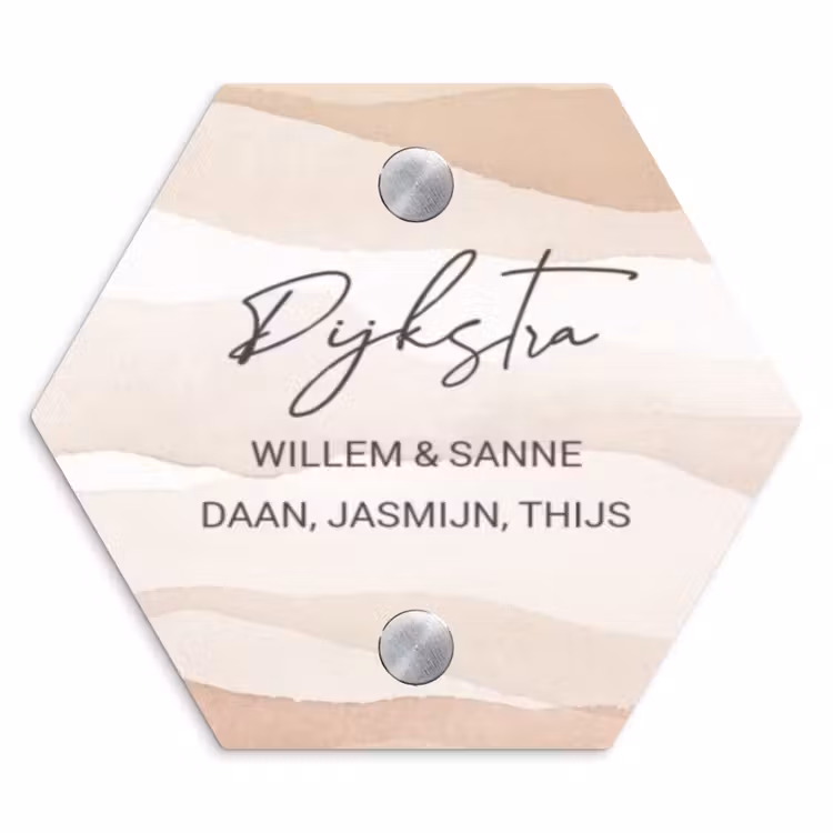 Naambordje voordeur - Hexagon - Beige lagen - Sierlijk — 1