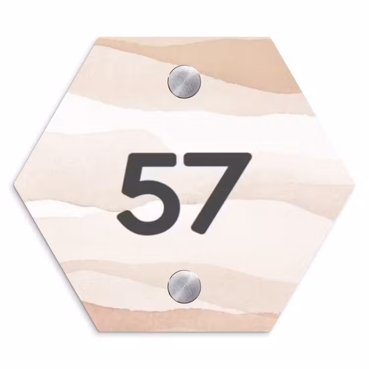 Naambordje voordeur - Hexagon - Beige lagen - Traditioneel — 1