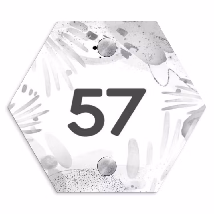 Naambordje voordeur - Hexagon - Grijze patronen - Traditioneel — 1