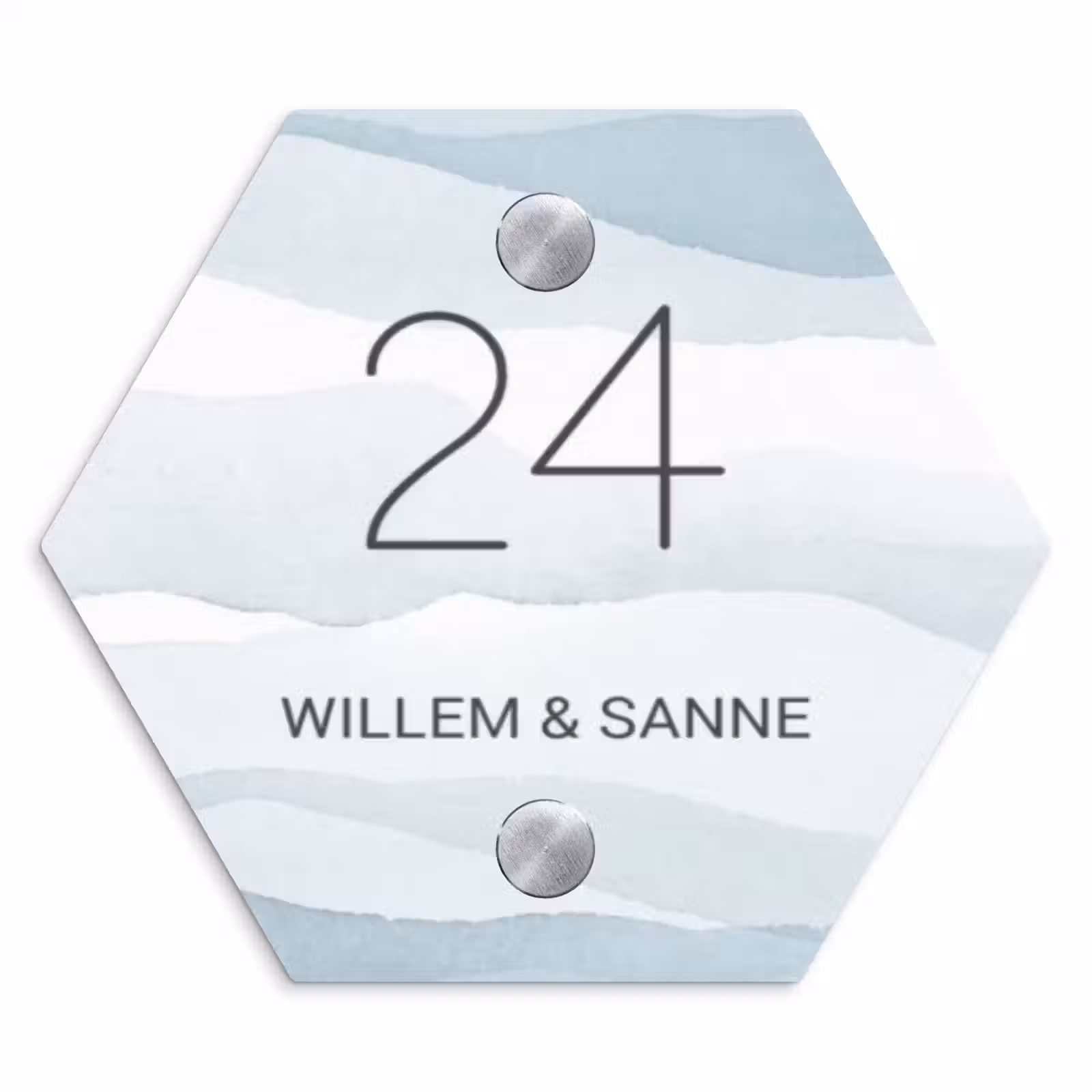 Naambordje voordeur - Hexagon - Aquarel - Blauw - Klassiek — 1