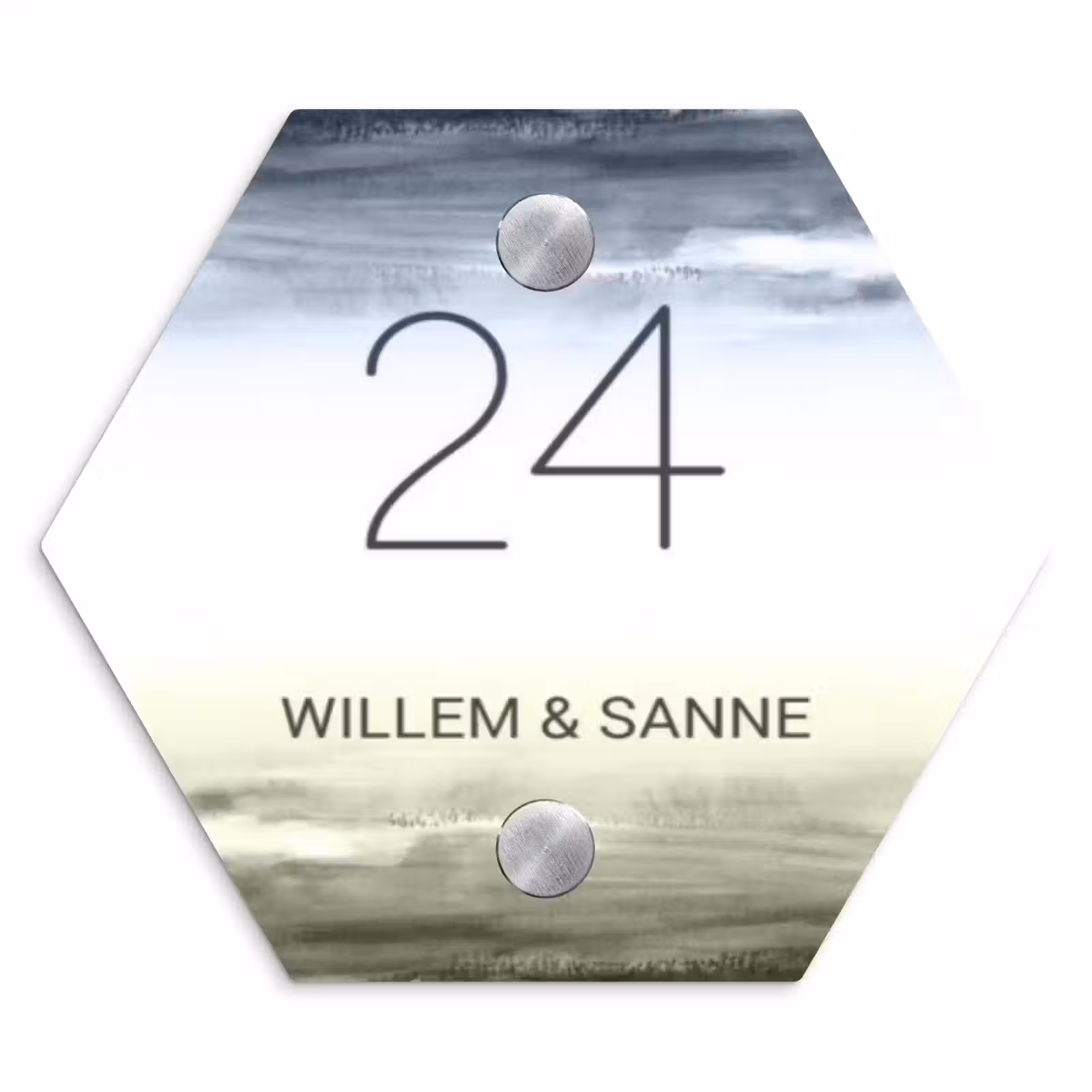 Naambordje voordeur - Hexagon - Aquarelachtergrond - Klassiek — 1