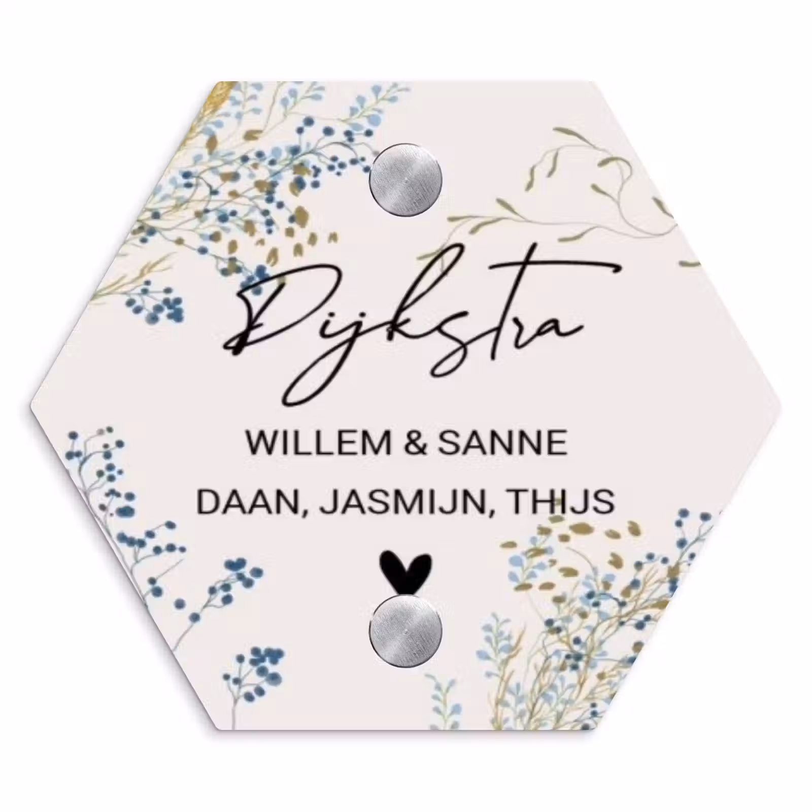 Naambordje voordeur - Hexagon - Bloemen - Beige - Sierlijk — 1