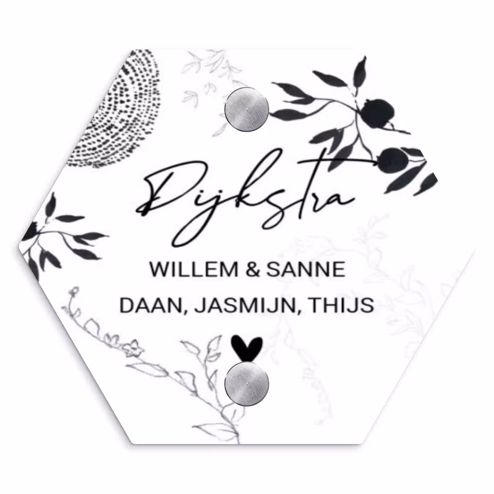 Naambordje voordeur - Hexagon - Botanisch - Sierlijk — 1