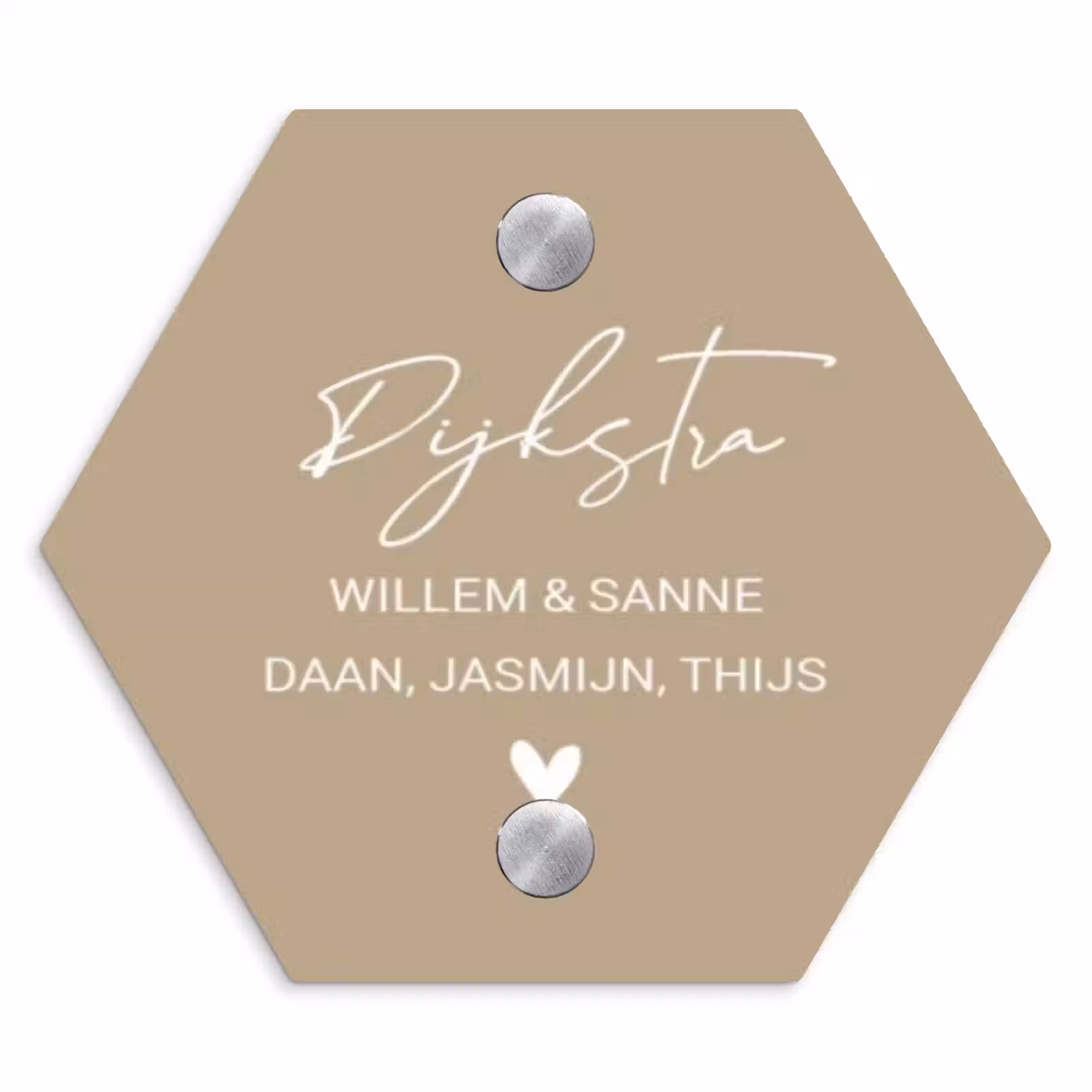 Naambordje voordeur - Hexagon - Zandkleur - Sierlijk — 1