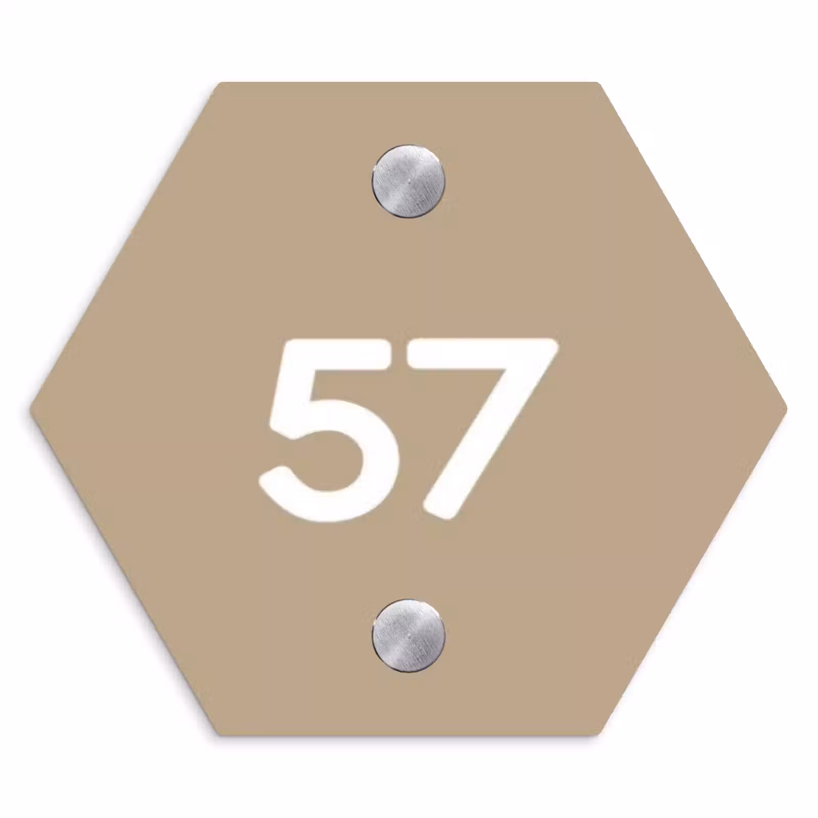 Naambordje voordeur - Hexagon - Zandkleur - Traditioneel — 1