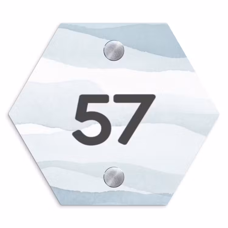Naambordje voordeur - Hexagon - Aquarel - Blauw - Traditioneel — 1