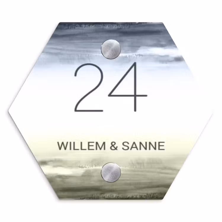 Naambordje voordeur - Hexagon - Aquarelachtergrond - Klassiek — 1