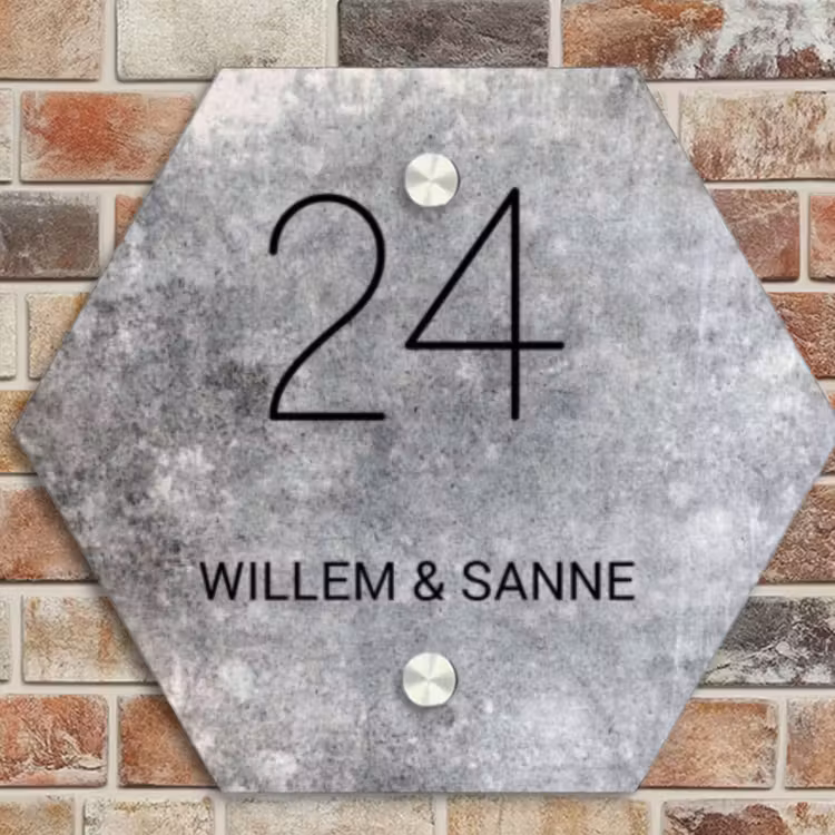 Naambordje voordeur - Hexagon - Beton - Klassiek — 4