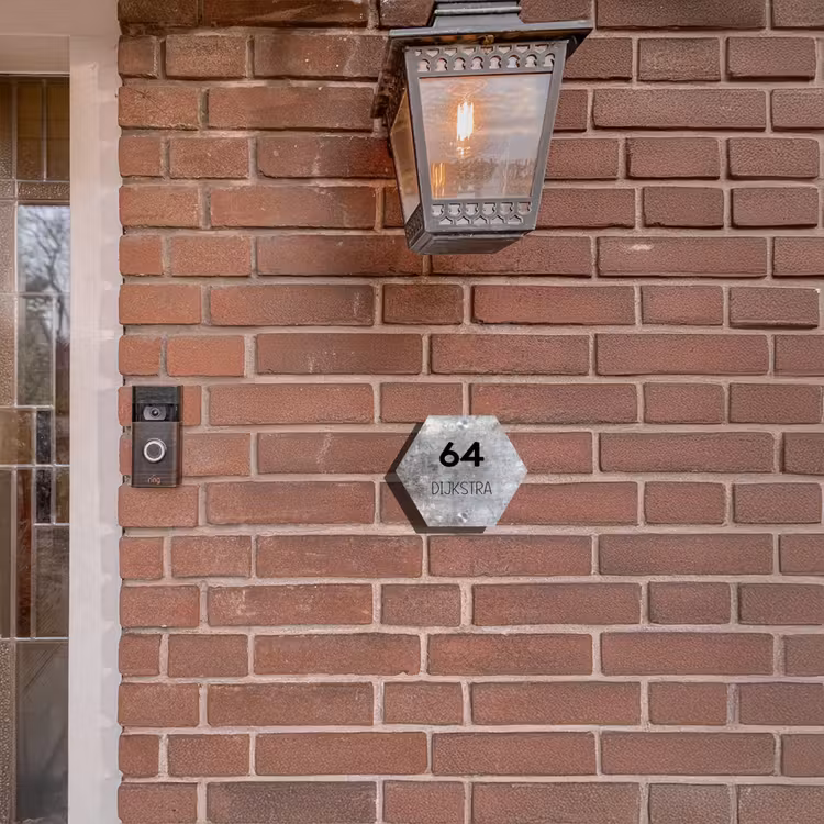 Naambordje voordeur - Hexagon - Beton - Modern — 3