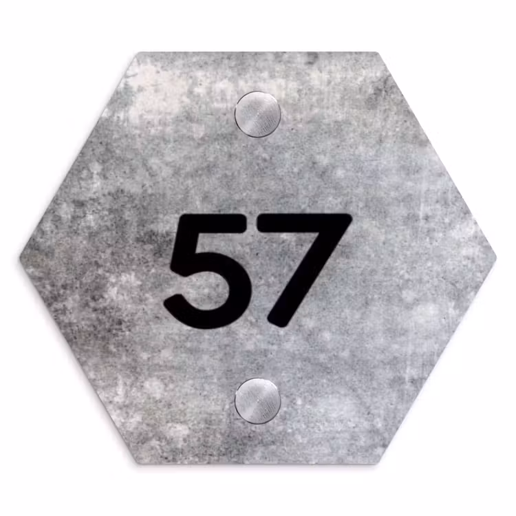 Naambordje voordeur - Hexagon - Beton - Traditioneel — 1