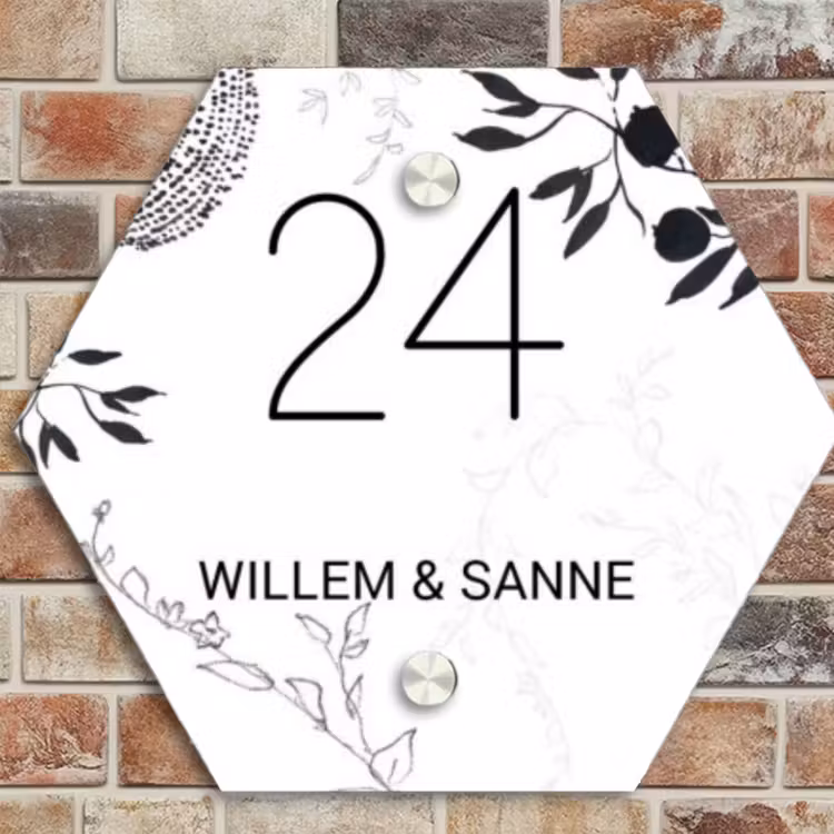 Naambordje voordeur - Hexagon - Botanisch - Klassiek — 4