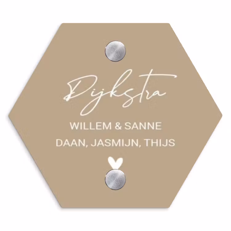 Naambordje voordeur - Hexagon - Zandkleur - Sierlijk — 1