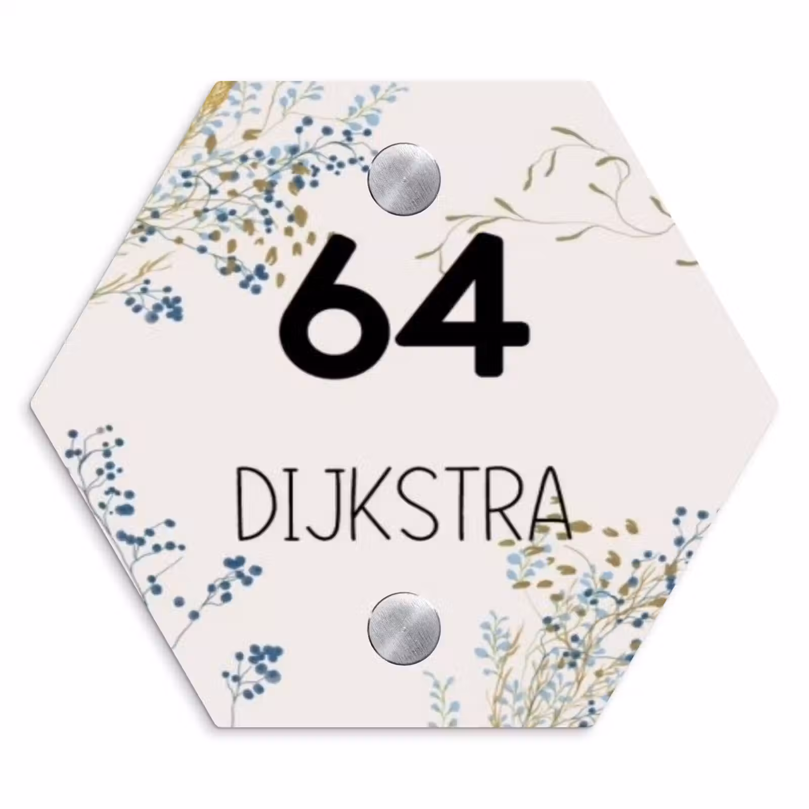 Naambordje voordeur - Hexagon - Bloemen - Beige - Modern — 1