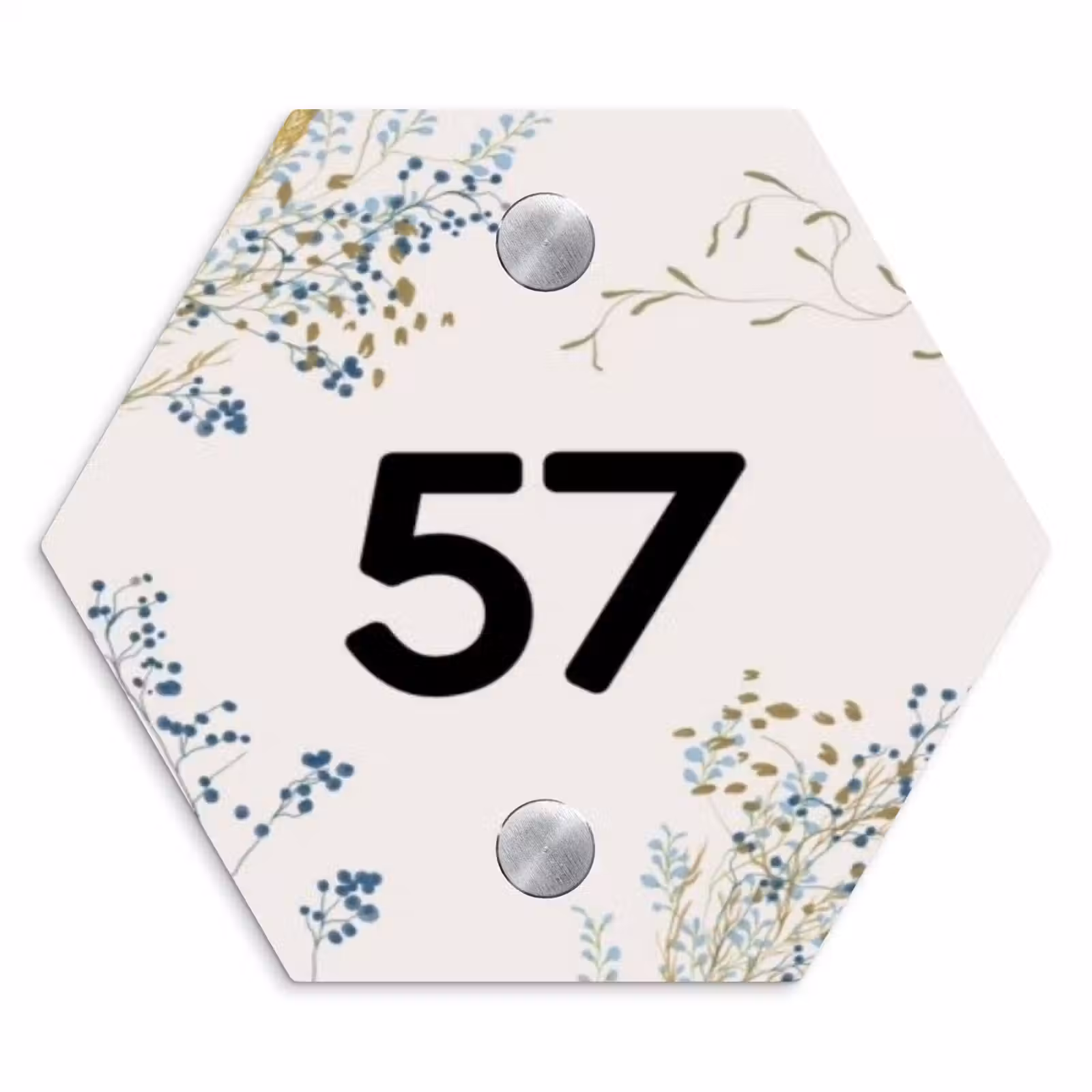 Naambordje voordeur - Hexagon - Bloemen - Beige - Traditioneel — 1