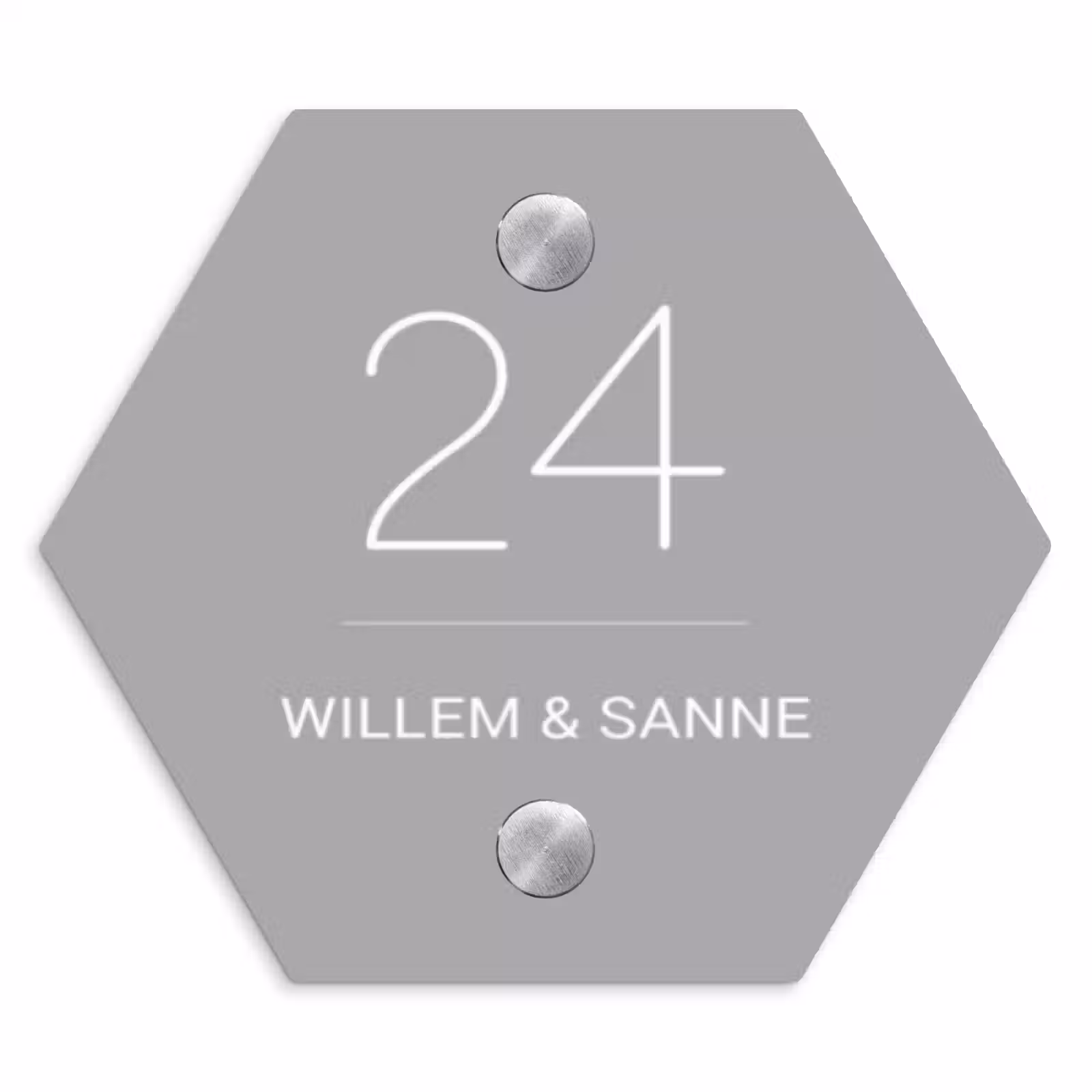 Naambordje voordeur - Hexagon - Effen lichtgrijs - Klassiek — 1